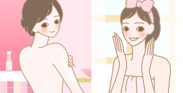 コイスル ハトムギジェルで肌とココロを磨いている女性イラスト