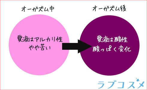 オーガズムによる愛液の味の変化イラスト